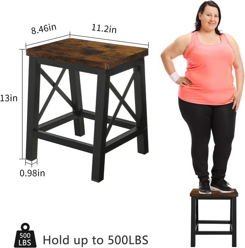 YINMIT Step Stools for Adults and Kids, Wooden Small Step Stool with Non-Slip Feet, Rectangular Stepping Stool for High Bed, Using for Bedroom, Kitchen and Living Room, Hold Up to 500 lbs - Image 4